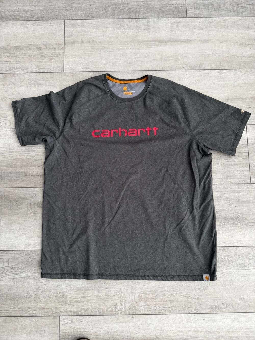 Carhartt Force Delmont Graphic T-Shirt Size 2XL Dark Gray Red Logo
